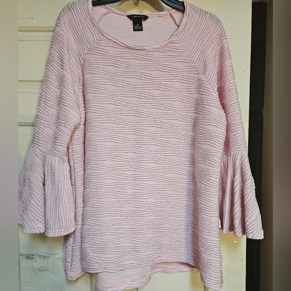 Pink Silver Textured Top with Silver Accents